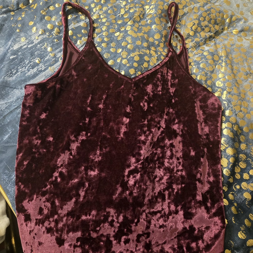 PINK Victoria's Secret Crushed Velvet V-Neck Cami in Burgundy